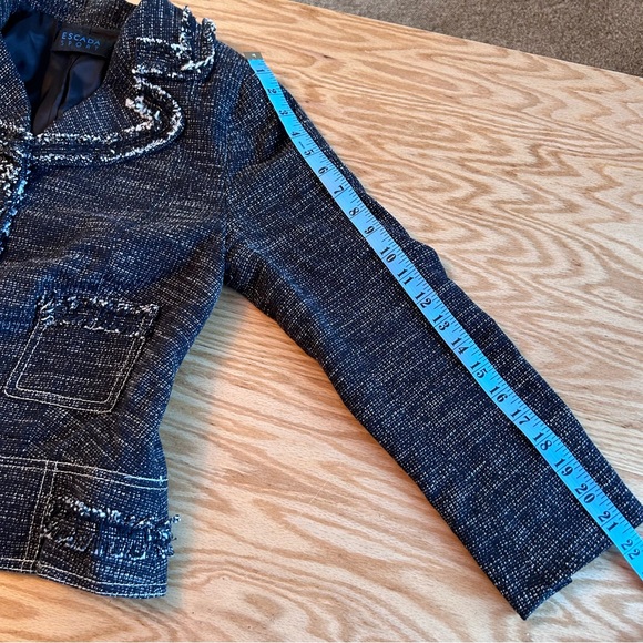 Escada Sport Black Tweed Cropped Blazer Jacket - Picture 12 of 13